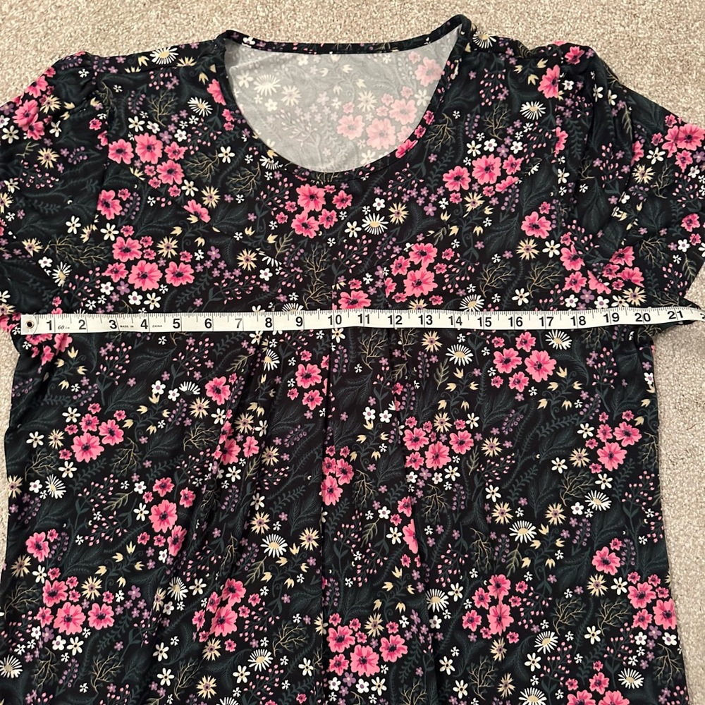 Floral Tiered Flutter Sleeve Pleated Top XL - Picture 10 of 11